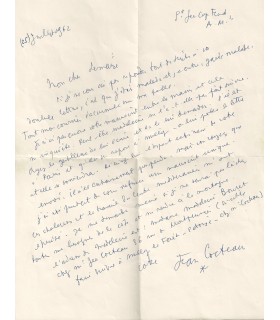 COCTEAU Jean. Lettre autographe, juillet 1962 (Réf. G 4310)