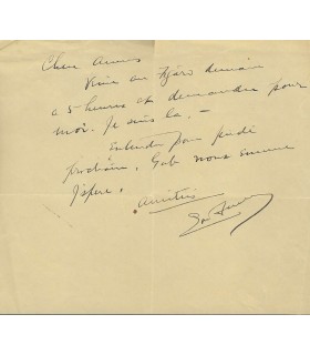 FULLER Loïe, danseuse américaine. Billet autographe (G 4315).