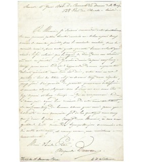 DUMAS (Marie Alexandrine). Fille de Dumas père. Lettre autographe (G 967)