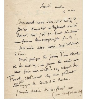 FLAUBERT (Gustave). Ecrivain. Lettre inédite au conseiller d'état Martial Eugène Bataille, 1876 (Réf. G 5327).