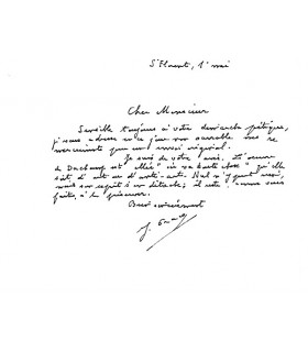 GRACQ Julien. Ecrivain. Lettre autographe au spécialiste de Duchamp, Jean Suquet (G 5378)