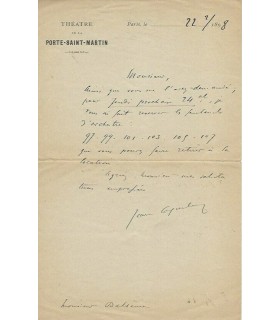 COQUELIN Jean, comédien. Lettre autographe (G 4093)