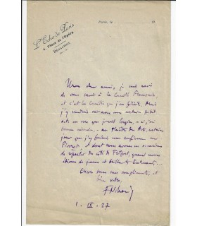 FRANC-NOHAIN, écrivain. Lettre autographe (G 5123)