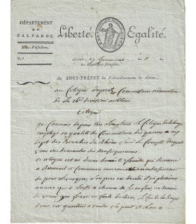 LE CORDIER (Jacques). Député du Calvados. Lettre (1794) (Réf. E 10009)