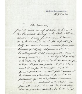 POINCARE Raymond, homme d'Etat. Lettre autographe (G 5192)