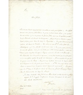 MOLITOR Gabriel Jean Joseph, Maréchal de France. Lettre autographe (G 3230)