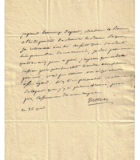 MOLLIEN (Nicolas François, comte). Conseiller financier de Napoléon. Lettre autographe (G 3819)