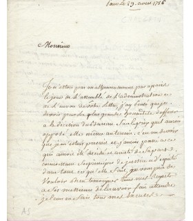 CHALGRIN Jean-François, architecte. Lettre autographe (G 3813)