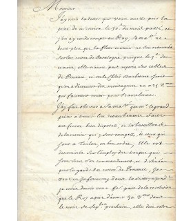 PONTCHARTRAIN Louis Phélypeaux, comte de Maurepas). Ministre de la Marine sous Louis XIV. Lettre Signée(Réf. G 2210)