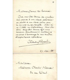 POPELIN-DUCARRE Claudius. Peintre. Lettre autographe à Madame Steine, 27 mai 1885 (Réf. G 5194)