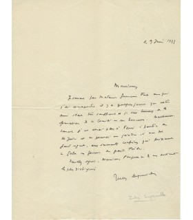 SUPERVIELLE Jules. Poète, élu "Prince des poètes" en 1912. Lettre Autographe (G 4529)