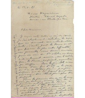 VERLAINE - DUJARDIN EDOUARD. Romancier, poète et auteur dramatique. Lettre Autographe à Verlaine (?),  (G 5877)