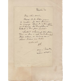 VERLAINE Paul, poète. Lettre autographe à Eugénie Krantz. (G 3913)