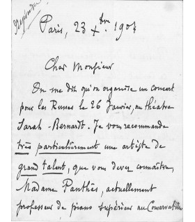 DUBOIS (Théodore), compositeur, organiste et pédagogue. Lettre Autographe (G 1323)