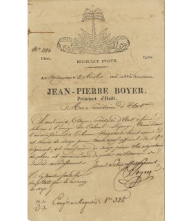 HAITI - BOYER (Jean-Pierre), Homme politique haïtien. Pièce signée (G 4614)